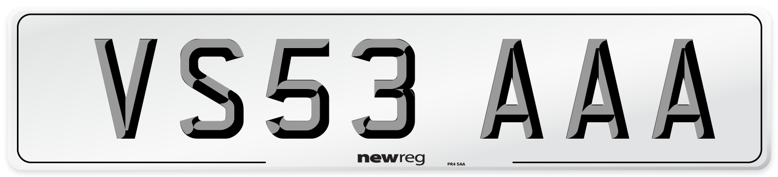 VS53 AAA Number Plate from New Reg